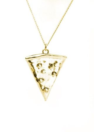 Pizza Pendant Necklace in Brass by ThirdMeaning on Etsy courtesy of Pinterest